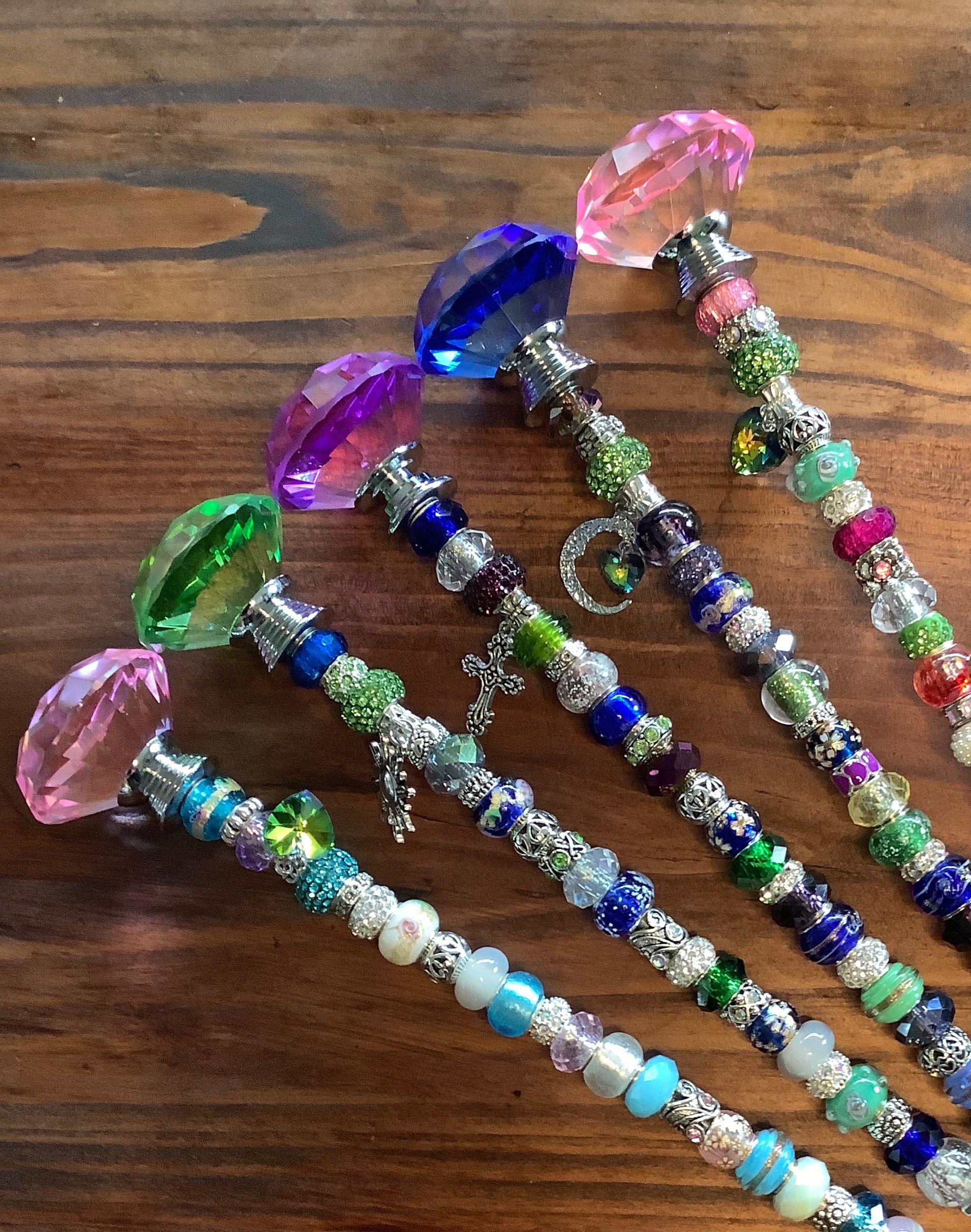 20 or 26" Beaded Fairy Garden Stakes