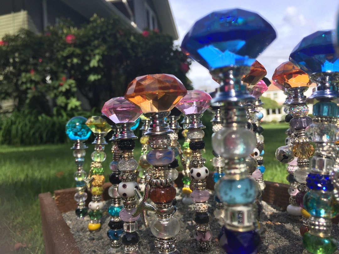 7'' Fairy Garden Stakes, Garden Decor, Gift, Sparkle, Sun Catcher Etsy