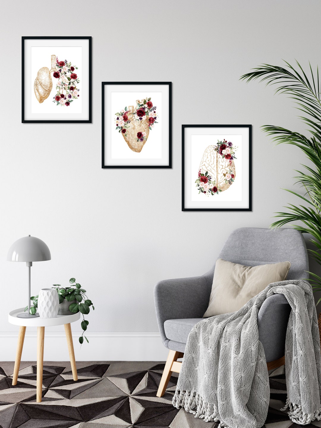 Anatomy Heart Brain Lungs Printable Set of 3 Doctor Gift - Etsy