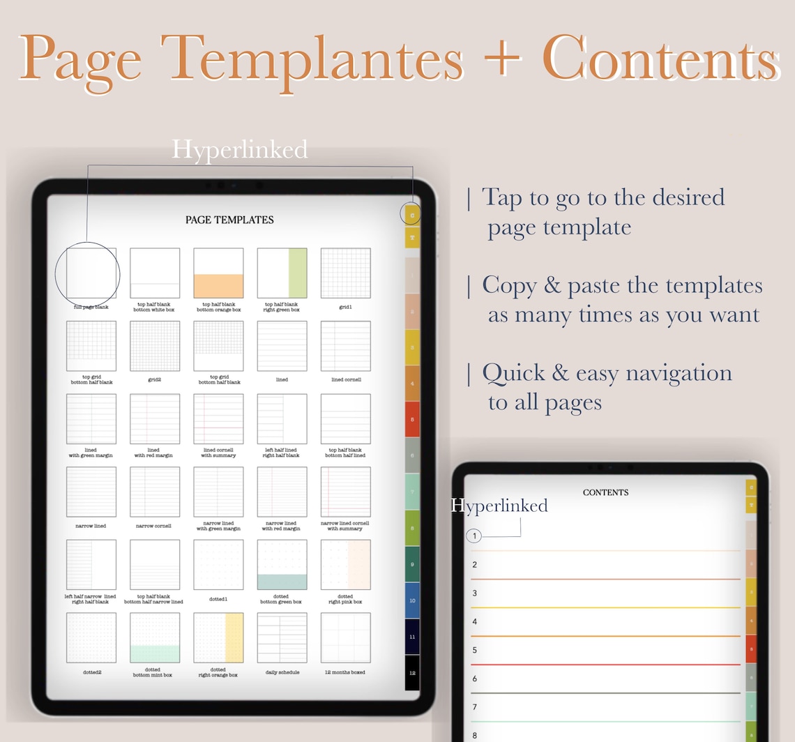 Digital Notebook 12 Hyperlinked Tabs Digital NoteBook for Etsy