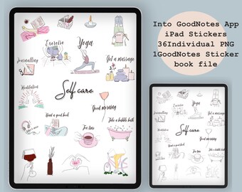 Digital Stickers for Planner, Self Care Stickers, GoodNotes Sticker Book, PNG Stickers, Tablet Stickers, Journal Stickers, Planner Stickers