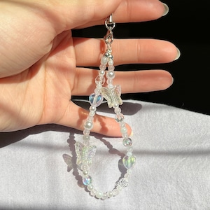 cute clear and white phone charm keychain strap airpod backpack keychain y2k accessory kpop keychain customizable