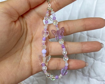 cute clear and purple phone charm keychain strap airpod backpack keychain y2k accessory kpop keychain customizable