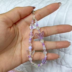 cute clear and purple phone charm keychain strap airpod backpack keychain y2k accessory kpop keychain customizable