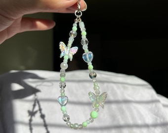 cute clear and green phone charm keychain strap airpod backpack keychain y2k accessory kpop keychain customizable
