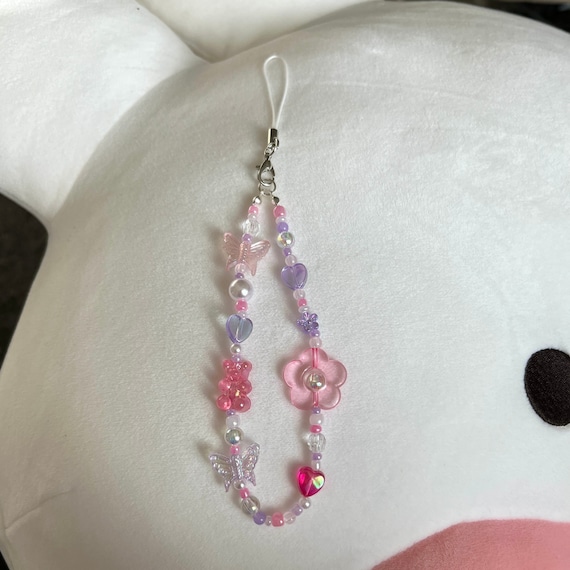 cute clear hot pink and purple phone charm keychain strap backpack keychain y2k accessory kpop keychain customizable