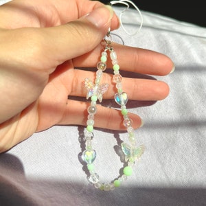 cute clear and green phone charm keychain strap AirPod backpack keychain y2k accessory kpop keychain customizable image 4