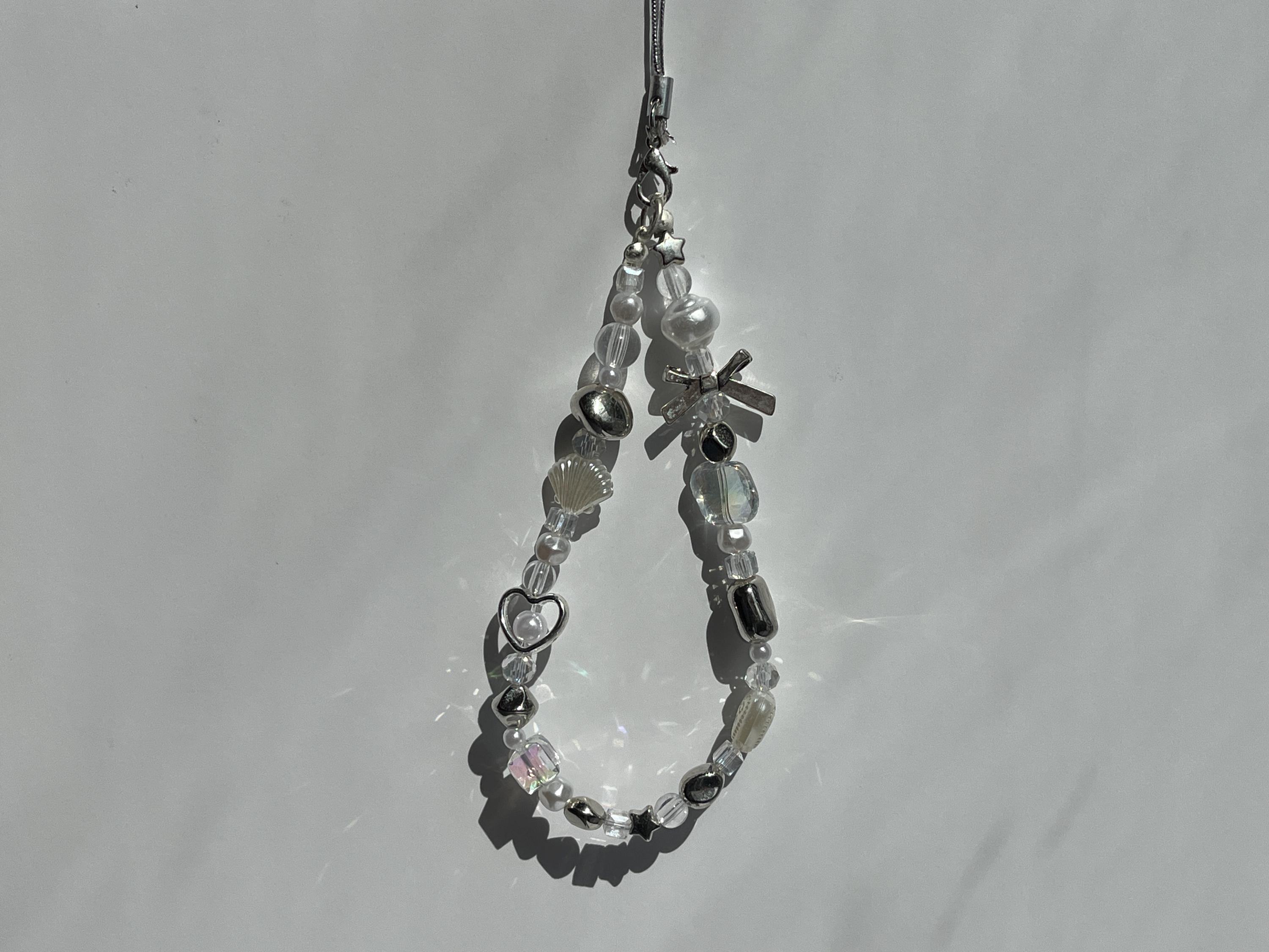 Y2K Acubi Metal White Pearl Clear Keychain - Gotchic Silver Bow Heart ...