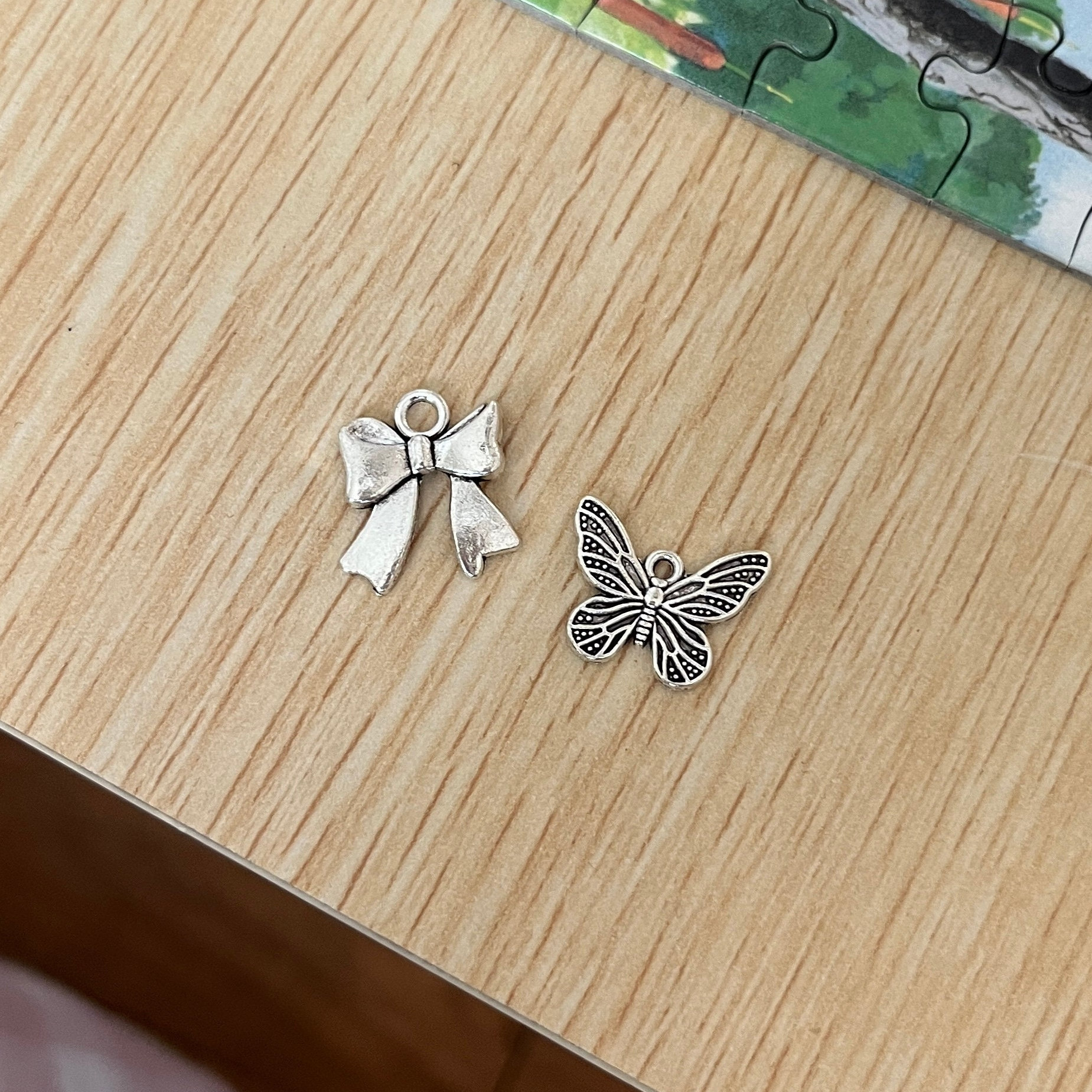 NEW! Cute Metal Pin Safety Pin Keychain Initial Butterfly