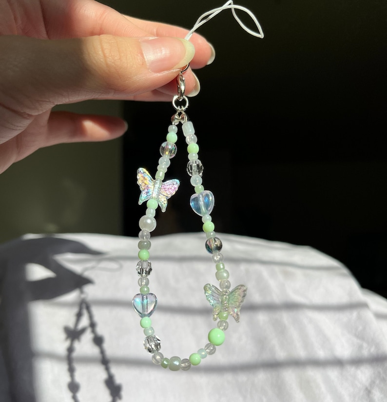 cute clear and green phone charm keychain strap AirPod backpack keychain y2k accessory kpop keychain customizable image 1