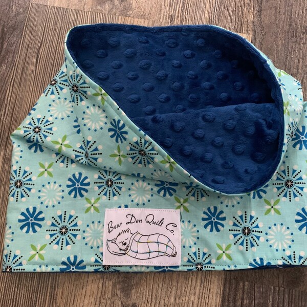 Cozy Cowl Neck Warmer in Blue Geometric Floral