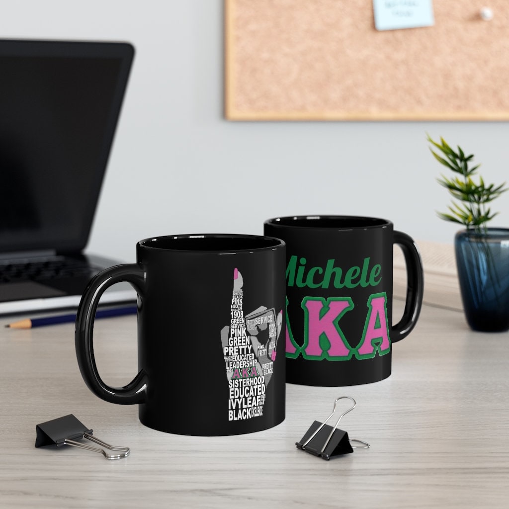 Customized AKA Sorority Paraphernalia Personalized Black Mug