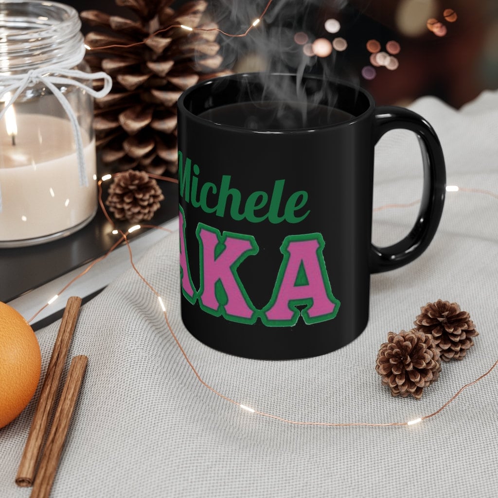 Customized AKA Sorority Paraphernalia Personalized Black Mug