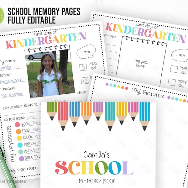 EDITABLE First and Last Day of School, All about Me, School Memory Book, Printable Memory Book, K-12 Boy and Girl, Kids Back to School