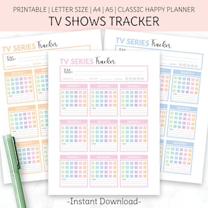 TV Show Tracker Printable, Planner Insert, Digital Insert for GoodNotes, Notability Page, TV Series Tracker, PDF File