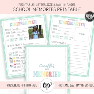 PRINTABLE School Memory Book, Back to School Interview, Kid’s  First and Last Day of School, K-5th grade, Pre-K and Preschool Included, PDF