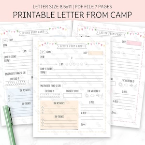 Letter from Camp, Printable Template, Summer Camp Stationery, Kid’s Summer Camp, Instant Download.
