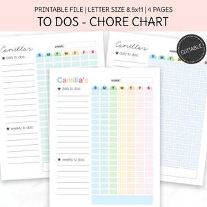 Tableau des tâches modifiables, tableau des tâches familiales, liste des tâches pour enfants, liste des tâches imprimables, tâches familiales, liste des tâches modifiables, téléchargement instantané.