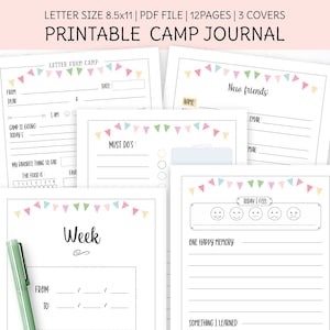 Summer Camp Journal,Letter from Camp Template, Summer Camp Stationery, Camping Book, Daily Journal Printable, Instant Download