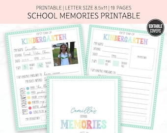 PRINTABLE School Memory Book, Back to School Interview, Kid’s  First and Last Day of School, K-5th grade, Pre-K and Preschool Included, PDF