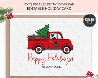 Australian Shepherd Holiday Card, Printable Holiday Card, Editable Christmas Greeting Card, Aussie Lover, Instant Download PDF