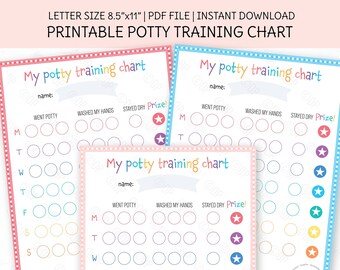 My Potty Training Chart, PRINTABLE Chart Toddlers, Weekly Potty Reward , Kids Cute Potty Training, Funny Bathroom Time, Instant Download