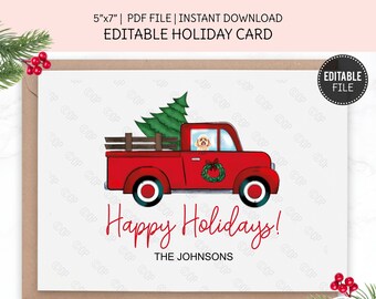 Poodle Christmas Card, Printable Holiday Card, Editable Christmas Greeting Card, Dog Lover, Instant Download PDF