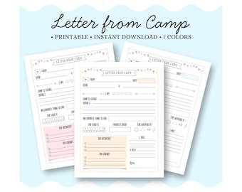 Summer Camp Letter Printable • Kids Camp Stationery Template • Letter From Camp • Instant Download