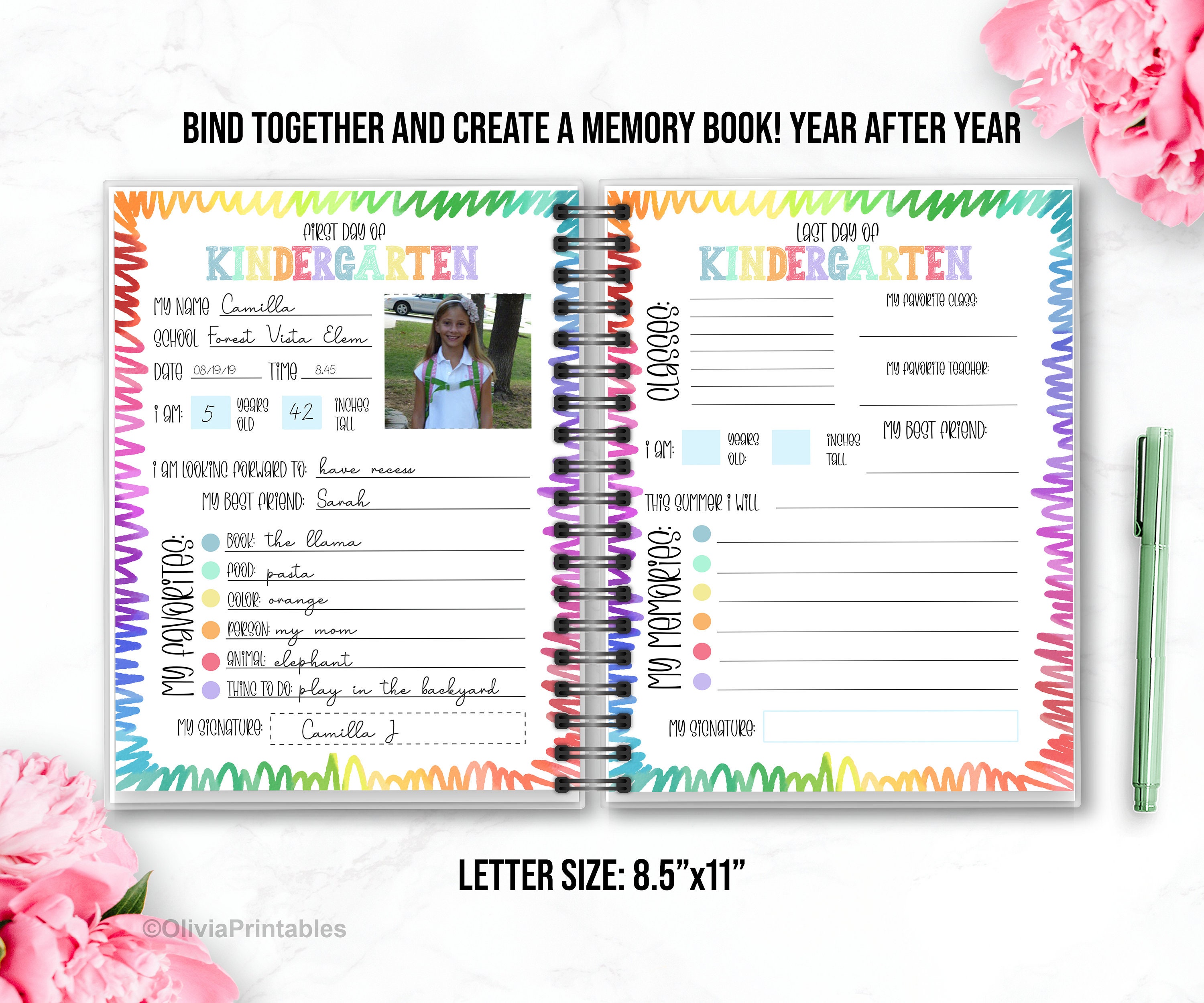 EDITABLE School Memory Pages, Back to School Interview, Kid’s First and