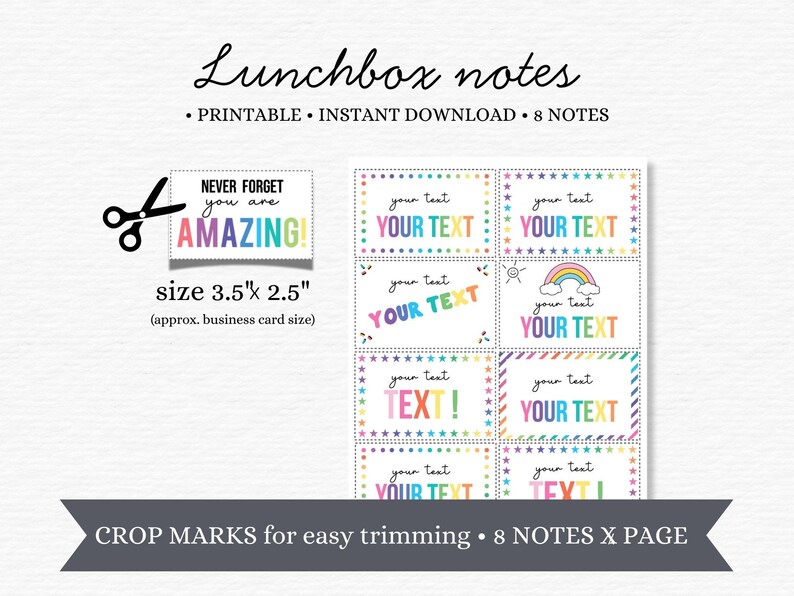 EDITABLE Lunch Box Notes, Printable Kid's Lunch Box Cards, Back to School, Encouragement Cards for Boys and Girls, Instant Download. image 2
