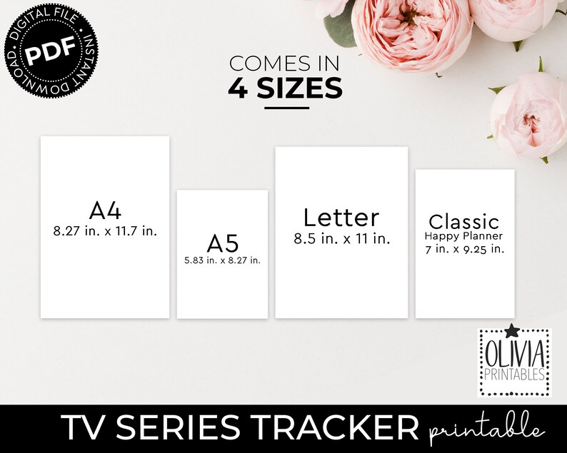 TV Show Tracker Planner Insert TV Series Tracker Printable Etsy
