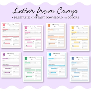 Printable Letter From Camp • Kids Summer Camp Stationery • Camper Note Template • Boys & Girls • Instant PDF image 1