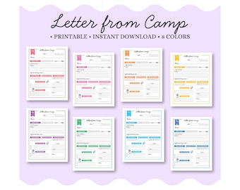 Printable Letter From Camp • Kids Summer Camp Stationery • Camper Note Template • Boys & Girls • Instant PDF