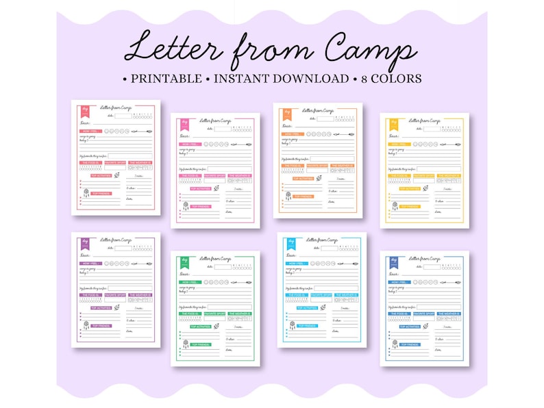 Printable Letter From Camp • Kids Summer Camp Stationery • Camper Note Template • Boys & Girls • Instant PDF image 1