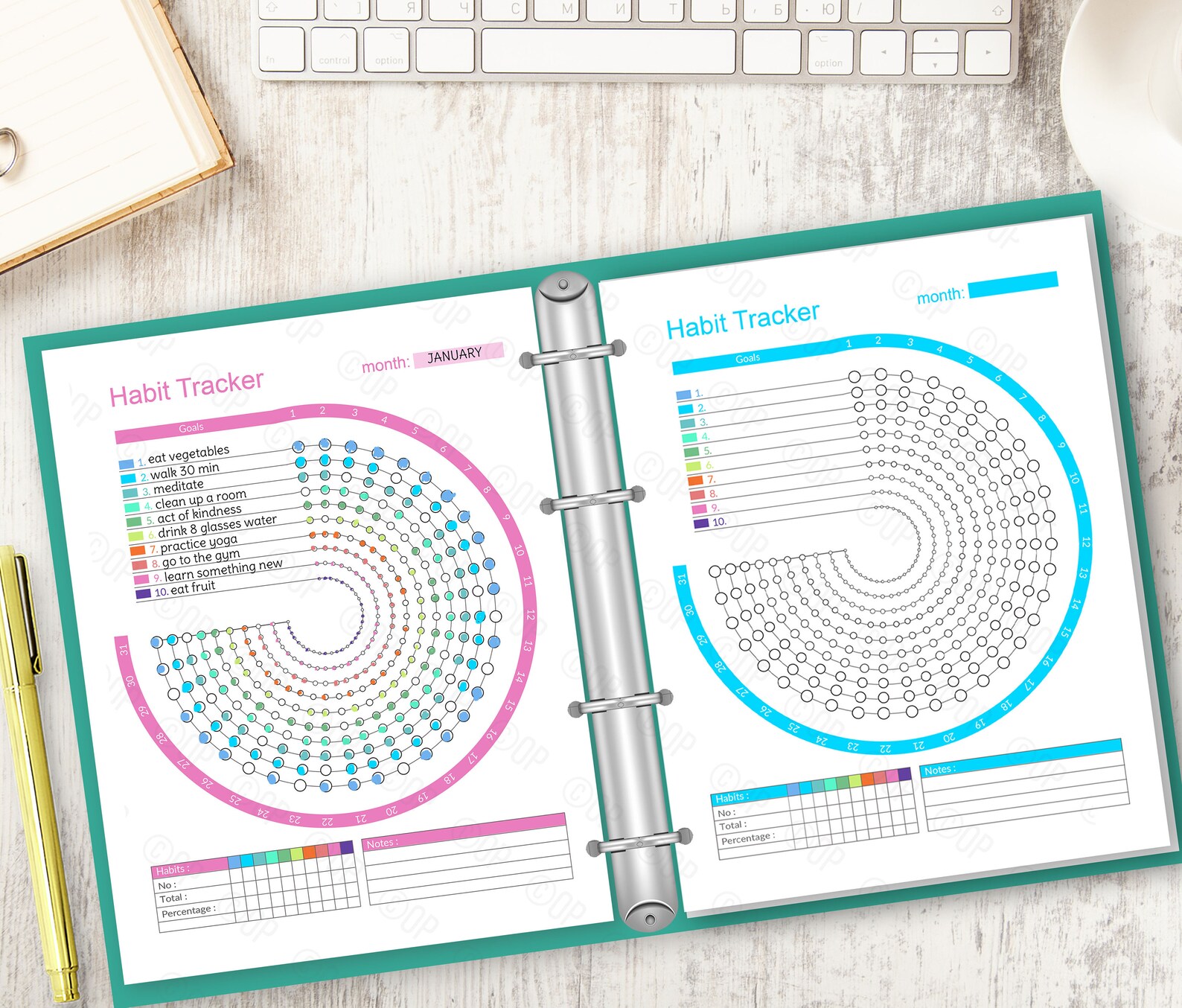 PRINTABLE Habit Tracker Monthly Habit Chart Circle Habit Etsy