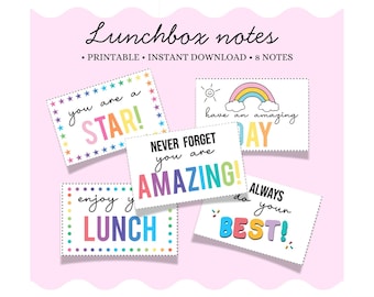 Printable Lunch Box Notes for Kids, Lunchbox Encouragement Cards, Back to School Notes, Blank & Pre-Filled, Instant Download