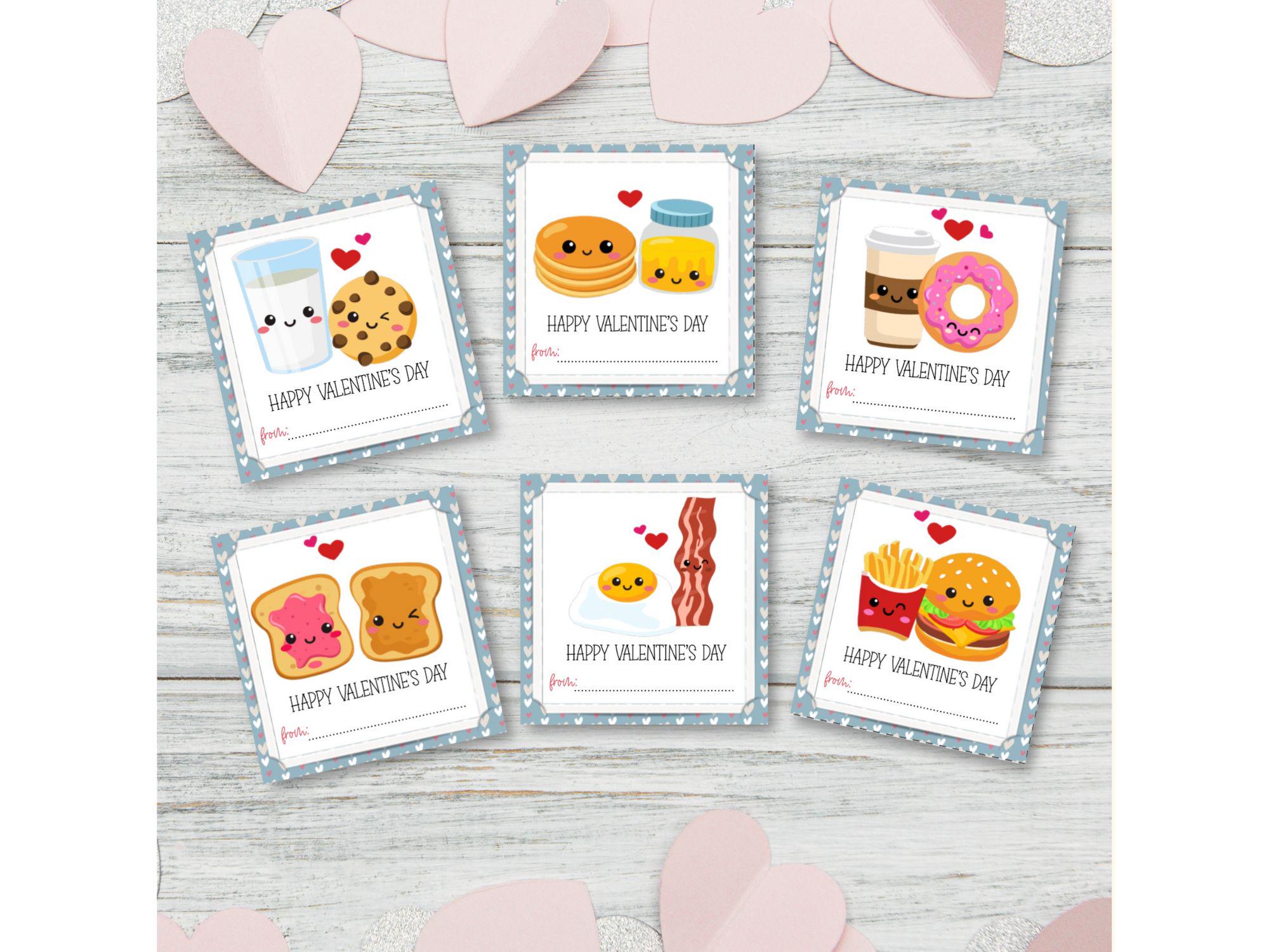 Printable Food Pun Valentine Cards • Kids Classroom Valentines • Cute ...