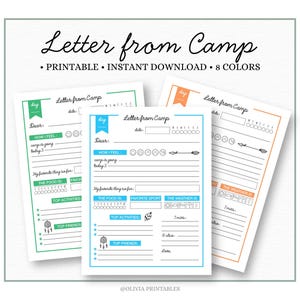 Printable Letter From Camp • Kids Summer Camp Stationery • Camper Note Template • Boys & Girls • Instant PDF image 8