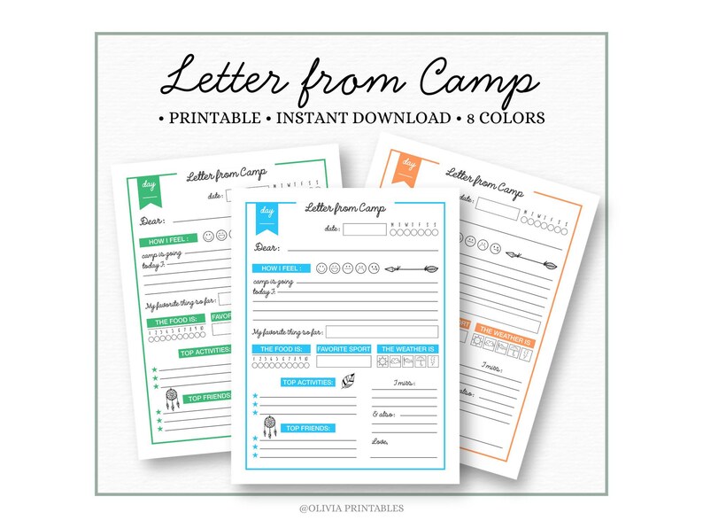 Printable Letter From Camp • Kids Summer Camp Stationery • Camper Note Template • Boys & Girls • Instant PDF image 8