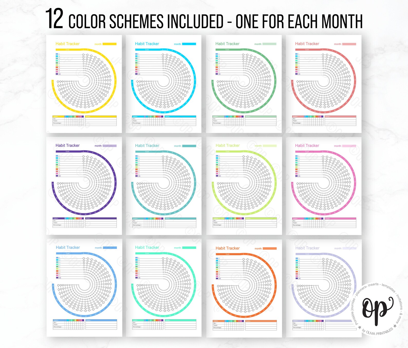 PRINTABLE Habit Tracker Monthly Habit Chart Circle Habit Etsy