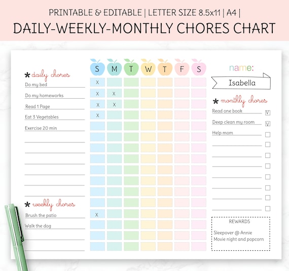 Chore Chart Template - Fill Online, Printable, Fillable, Blank