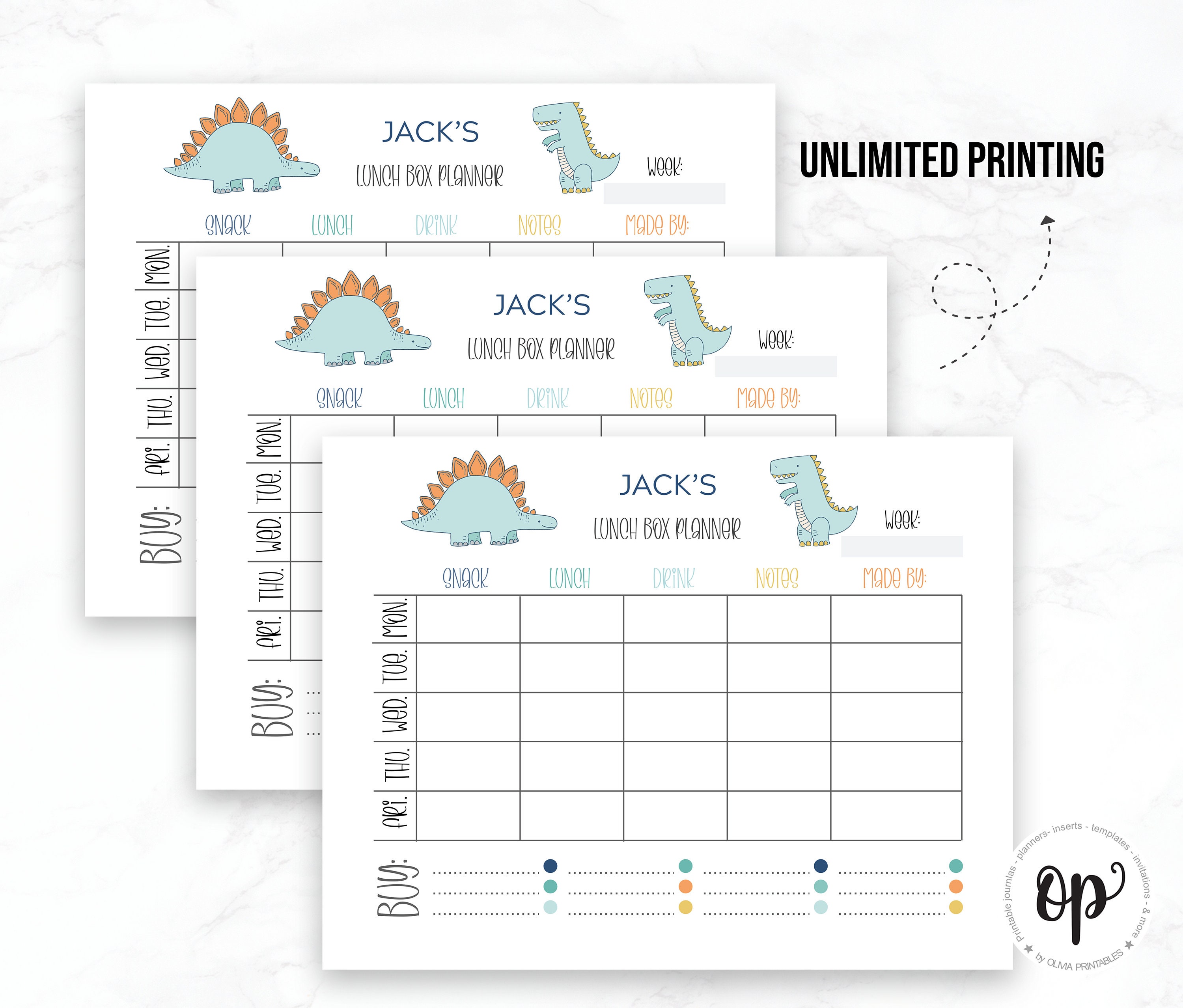 Printable Lunch Box Template, Meal Planner, Menu Planning, Lunch Box Planner, Back to School ...