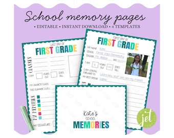 EDITABLE Primer y último día de clases, Todo sobre mí, Libro de recuerdos escolares, Entrevista de regreso a clases, Libro de recuerdos imprimible, Niño y niña K-12.