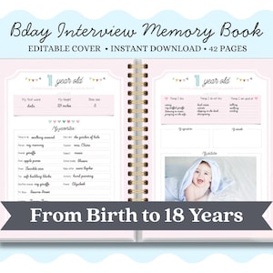 Printable Birthday Interview Book for Kids | Annual Kids Memory Journal | All About Me Questionnaire  | Birthday Tradition Keepsake  | PDF