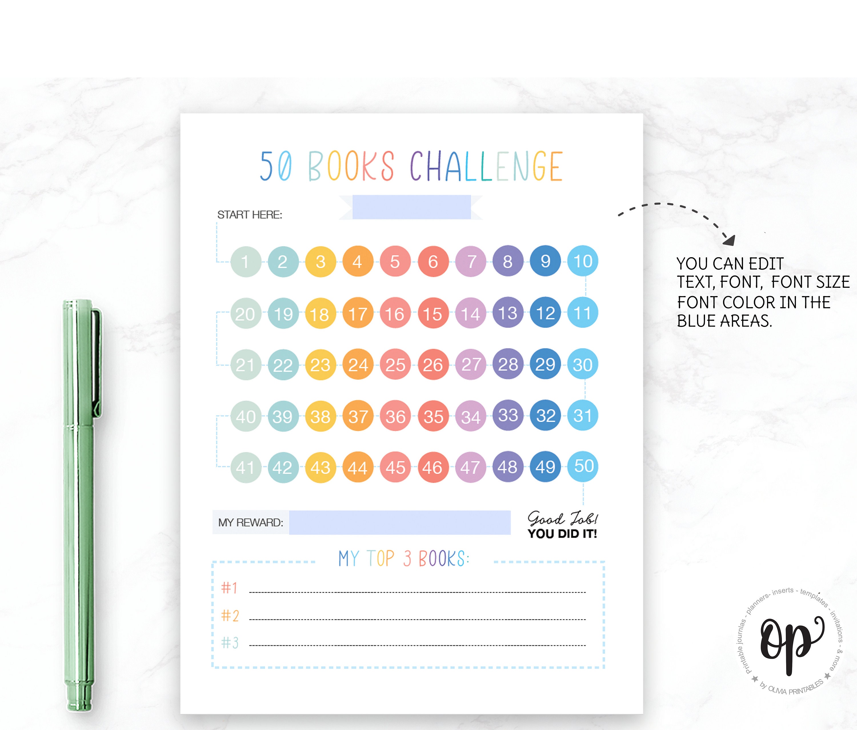 PRINTABLE BUNDLE Reading Trackers Kids Reading Record 50 - Etsy