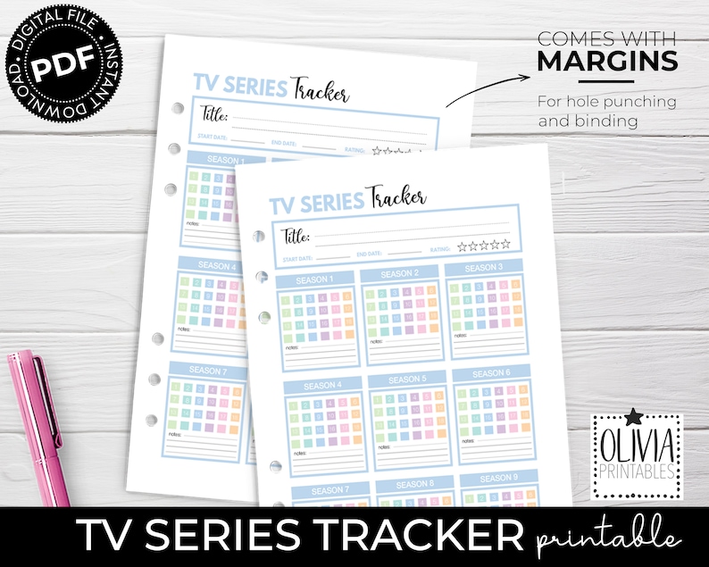 TV Show Tracker Planner Insert TV Series Tracker Printable Etsy