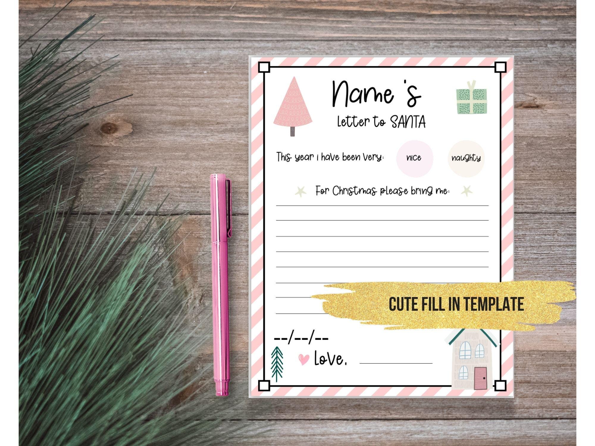 Editable Letter to Santa Template | Personalized Kids Christmas Wish ...