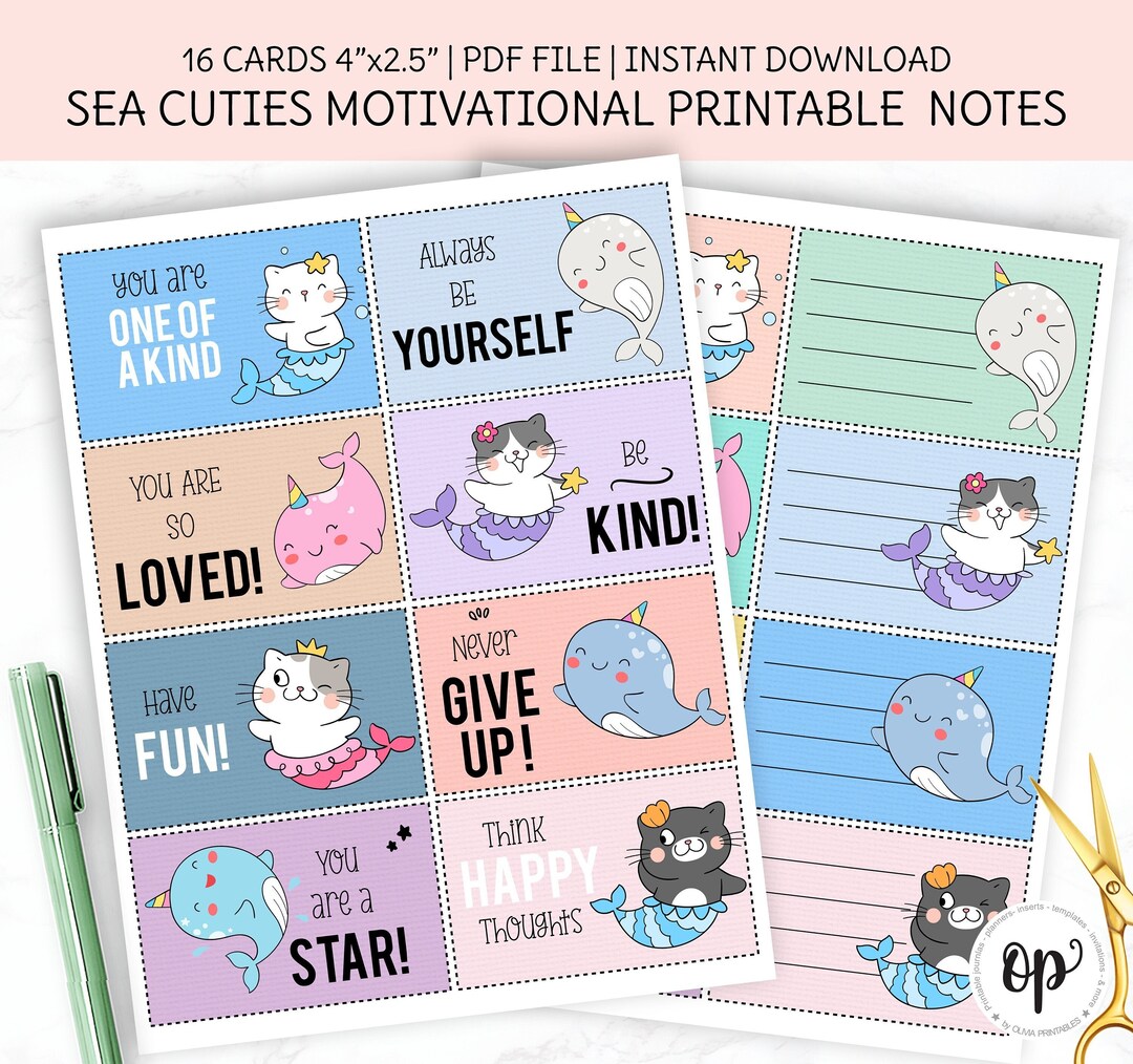 PRINTABLE Inspirational Notes, Encouragement Cards, Kid's Lunch Box ...