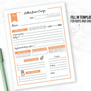 Printable Letter From Camp • Kids Summer Camp Stationery • Camper Note Template • Boys & Girls • Instant PDF image 4