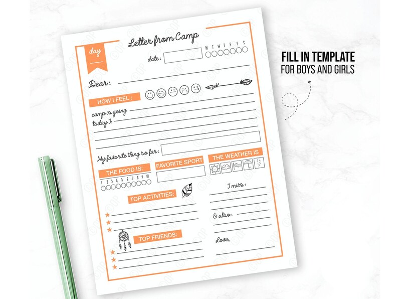 Printable Letter From Camp • Kids Summer Camp Stationery • Camper Note Template • Boys & Girls • Instant PDF image 4